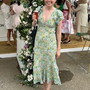 ASTR The Label Celestine Floral Ruffle Midi Dress